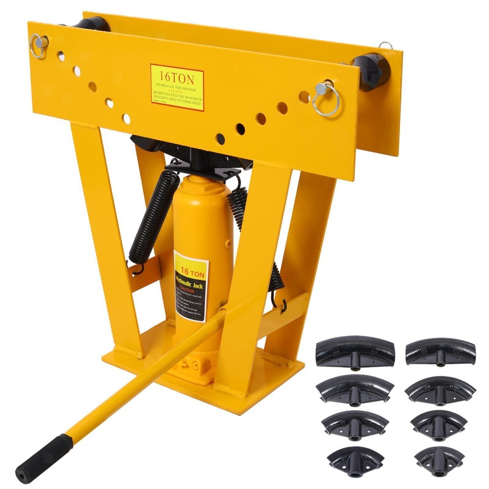 16 Ton Manual Hydraulic Pipe Bender w/ 8 Precision Dies, Adjustable Rollers