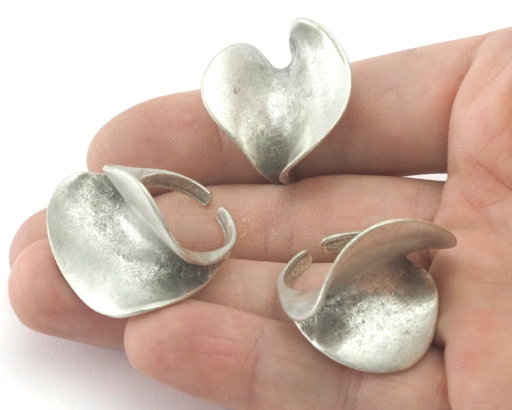 Leaf Adjustable Ring Antique Silver brass 18.5mm 8.5US size - Adjustable 2836