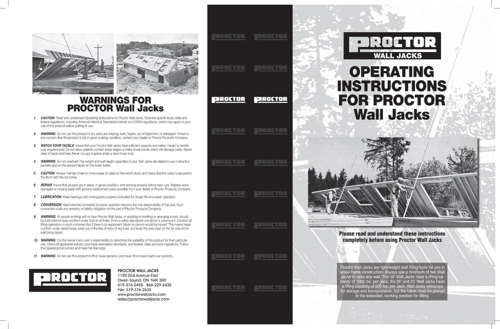 Framing tools -Lifting jacks 2 sets Procter Wall Jacks 