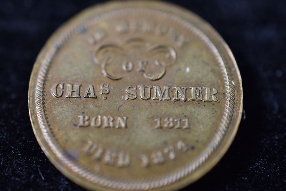 CHARLES SUMNER 1874 MEMORIAL MEDAL-COPPER-19mm