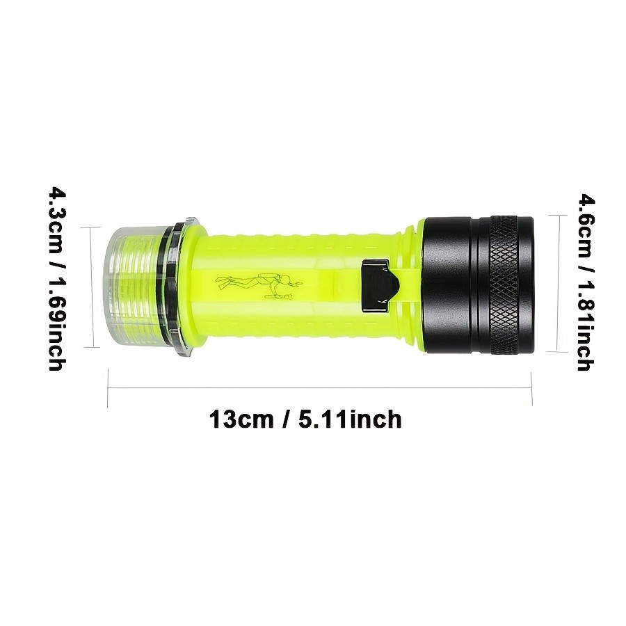 White/Yellow Light Diving Flashlight Scuba Underwater 100M Rechargeable Lantern