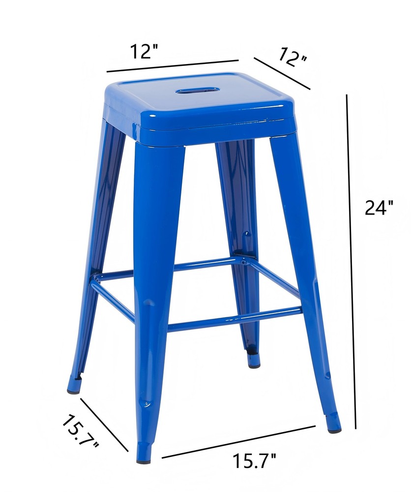 24 Inch Counter Height Stool, Backless Metal Bar Stools Set of 4, Non-Stackabl