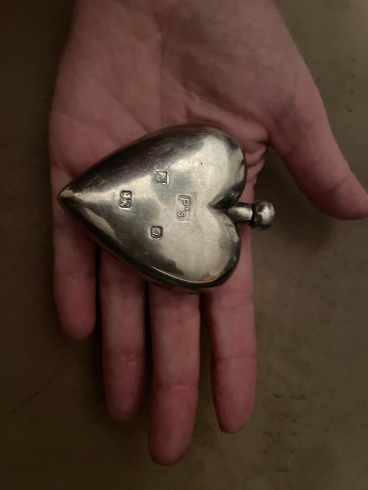 antique  perfume silver heart sheep bottle