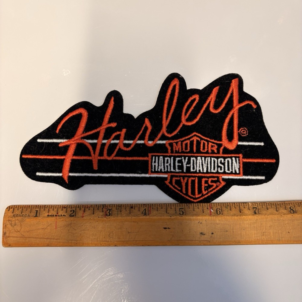 Harley-Davidson Large Back Patch Script Bar & Shield Embroidered 8" x 4"