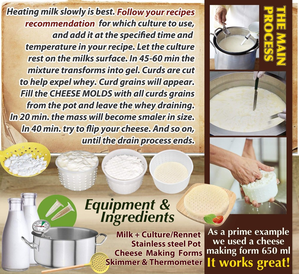 16 Pcs Soft Cheese Making Kit for Beginners - Small Cheese Molds - Cream Cheese