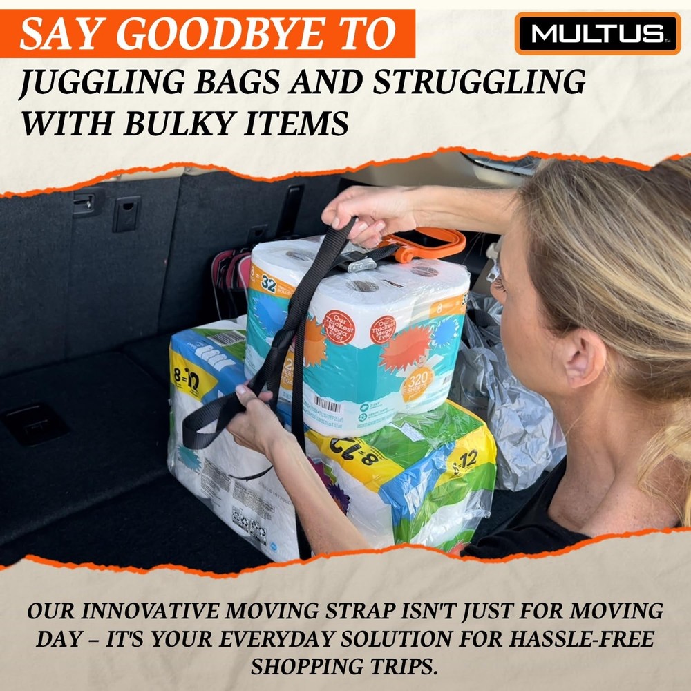 MULTUS - 2 Handle Moving Strap – Heavy Duty Carrying Strap for Boxes, Furn