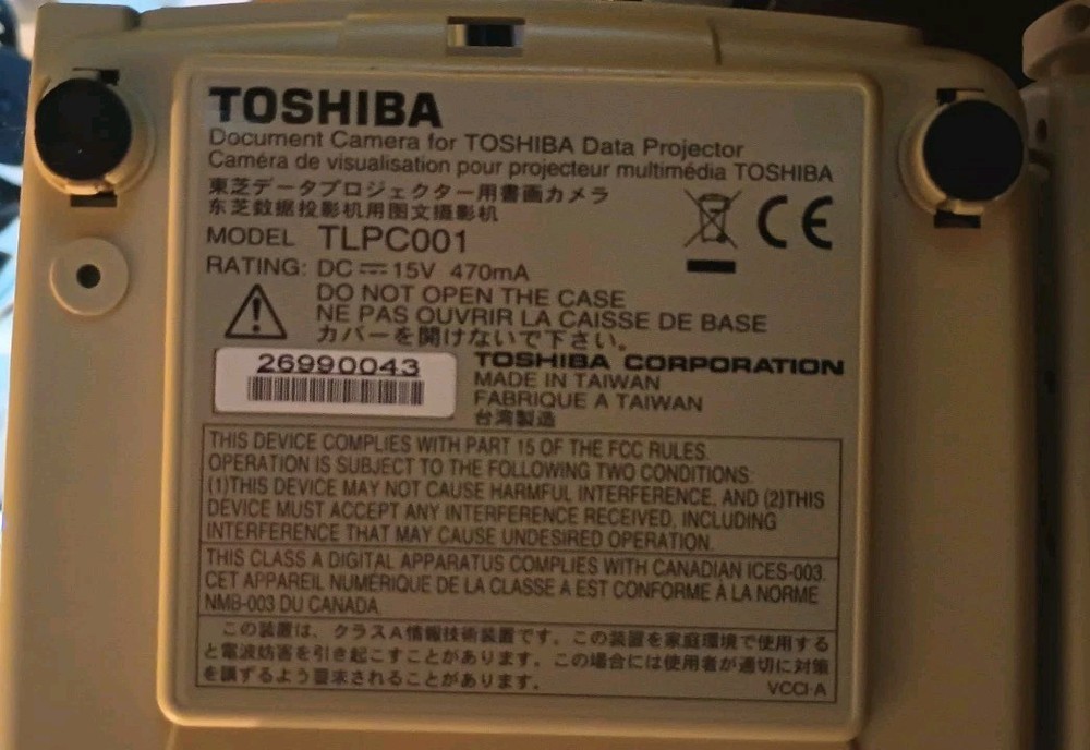 Toshiba Doc Camera Data Overhead Projector TLPC001
