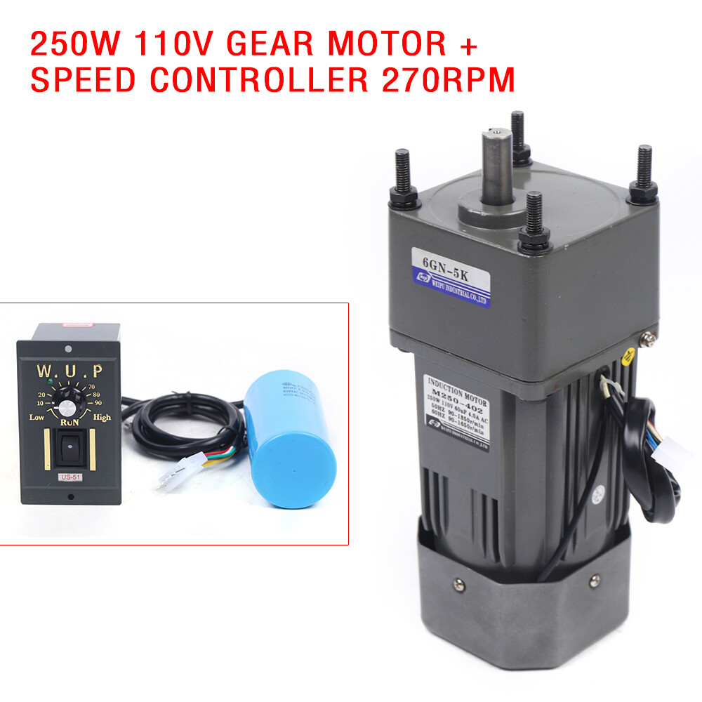 250W 110V AC Gear Reduction Motor Electric+Variable Speed Control Reversible US