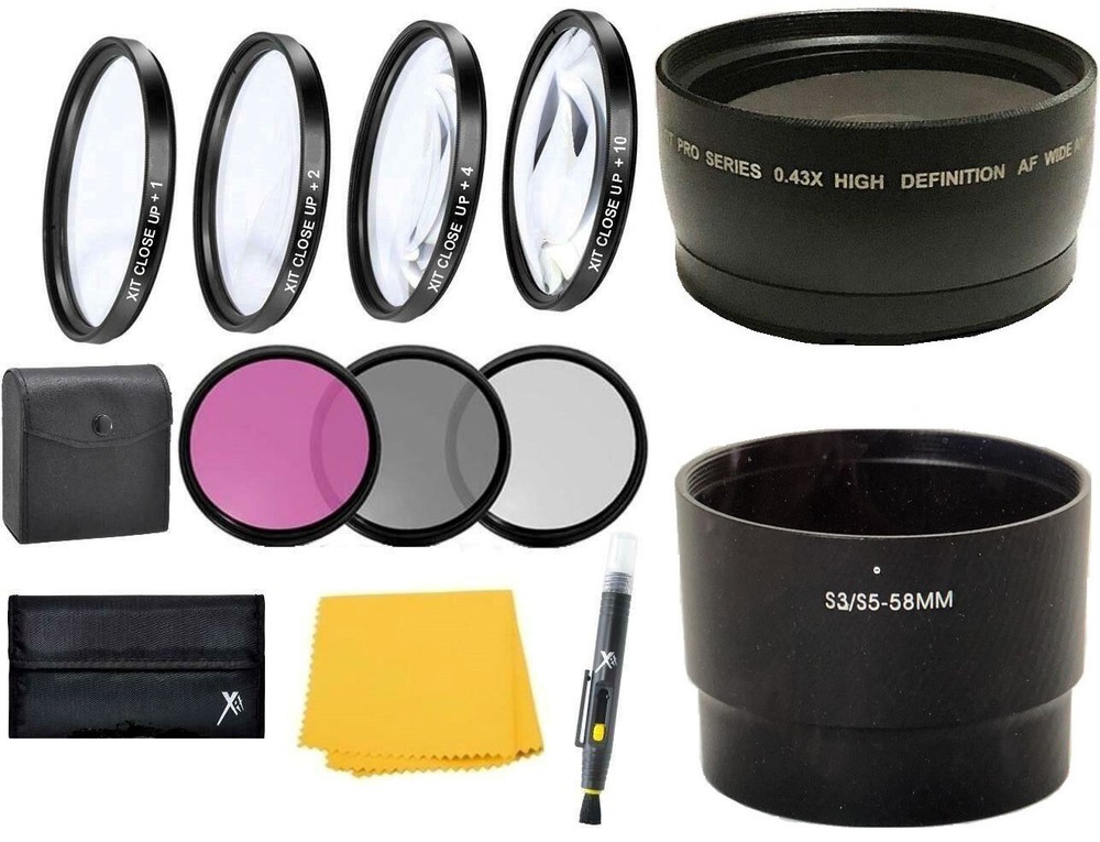 Wide Angle Lens  and Macro Filter Kit for Canon PowerShot  S5 S3 S2 IS