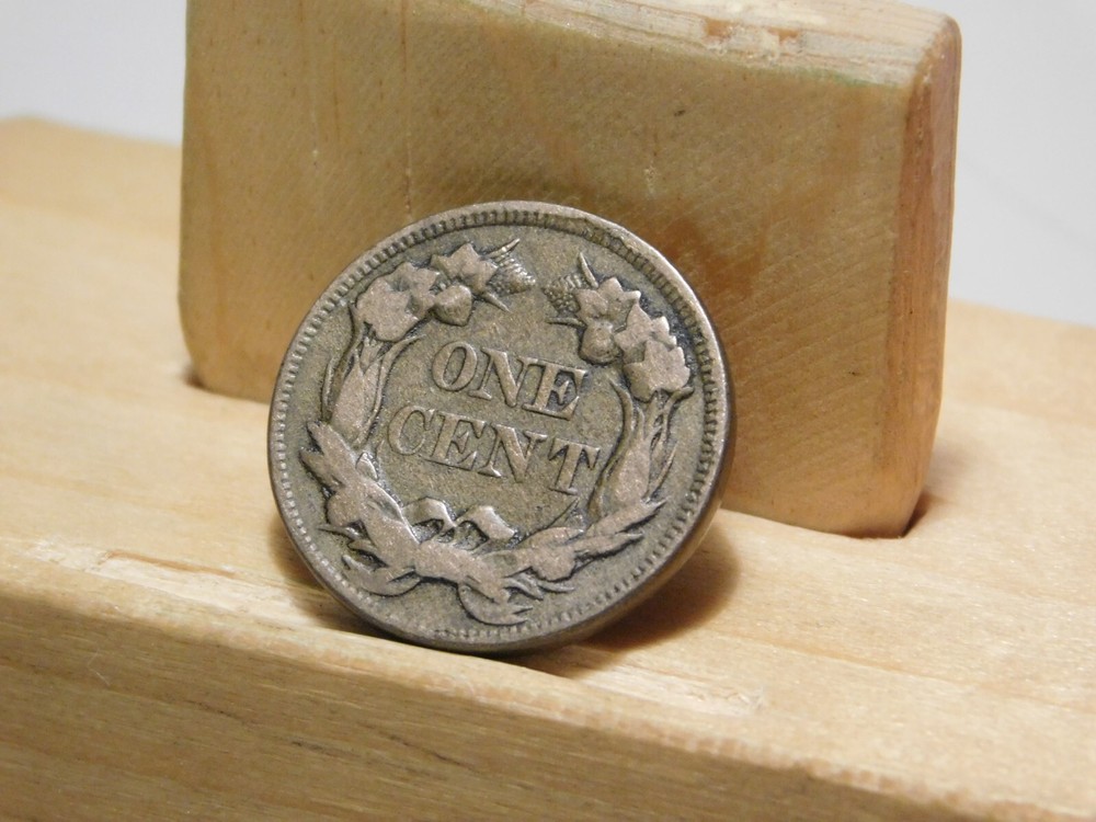 1857 U.S. Flying Eagle cent, lamination error at edge