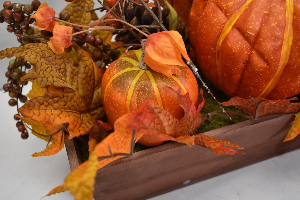 Halloween Fall Leaves Pumpkin Autumn Table Rectangular Bowl Table Home Decor