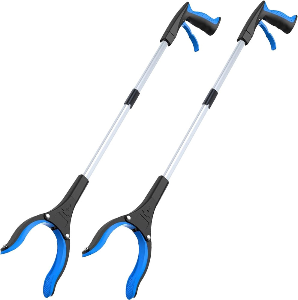 32" Grabber Reacher Tool (2-Pack) - Foldable Trash Picker with 360° Rotating Jaw