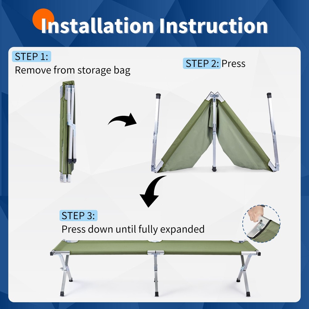 Trailhead Cot Extra Wide Camping Sleeping Room Heavy Duty Steel X Frame