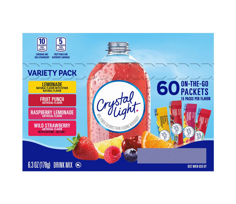 Crystal Light Drink Mix Variety Pack 60 Packets Sugar Free