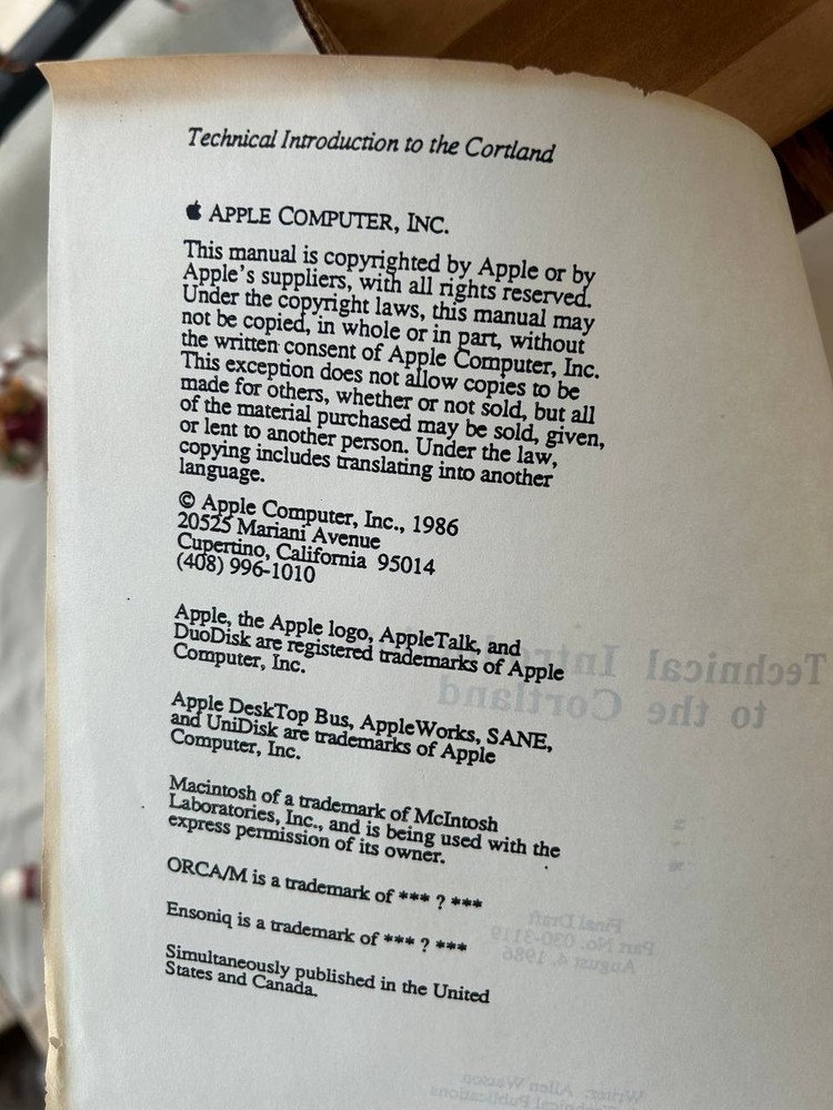 Original Apple internal IIgs Cortland software, ROM & ERS documents 1986–87