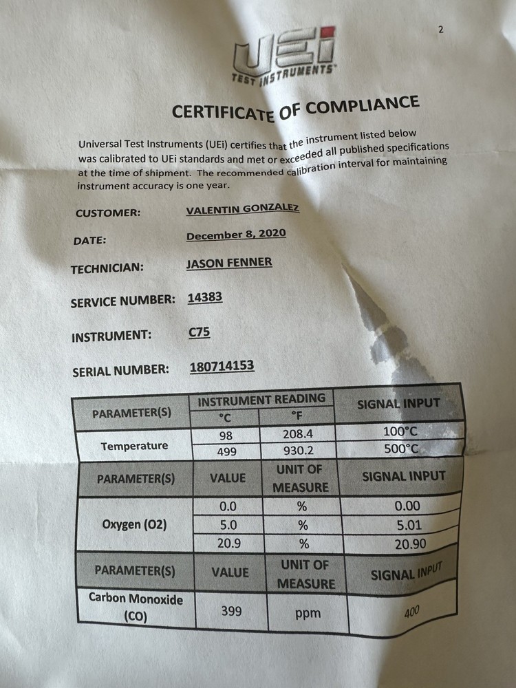 UEI C75 Combustion Analyzer Kit
