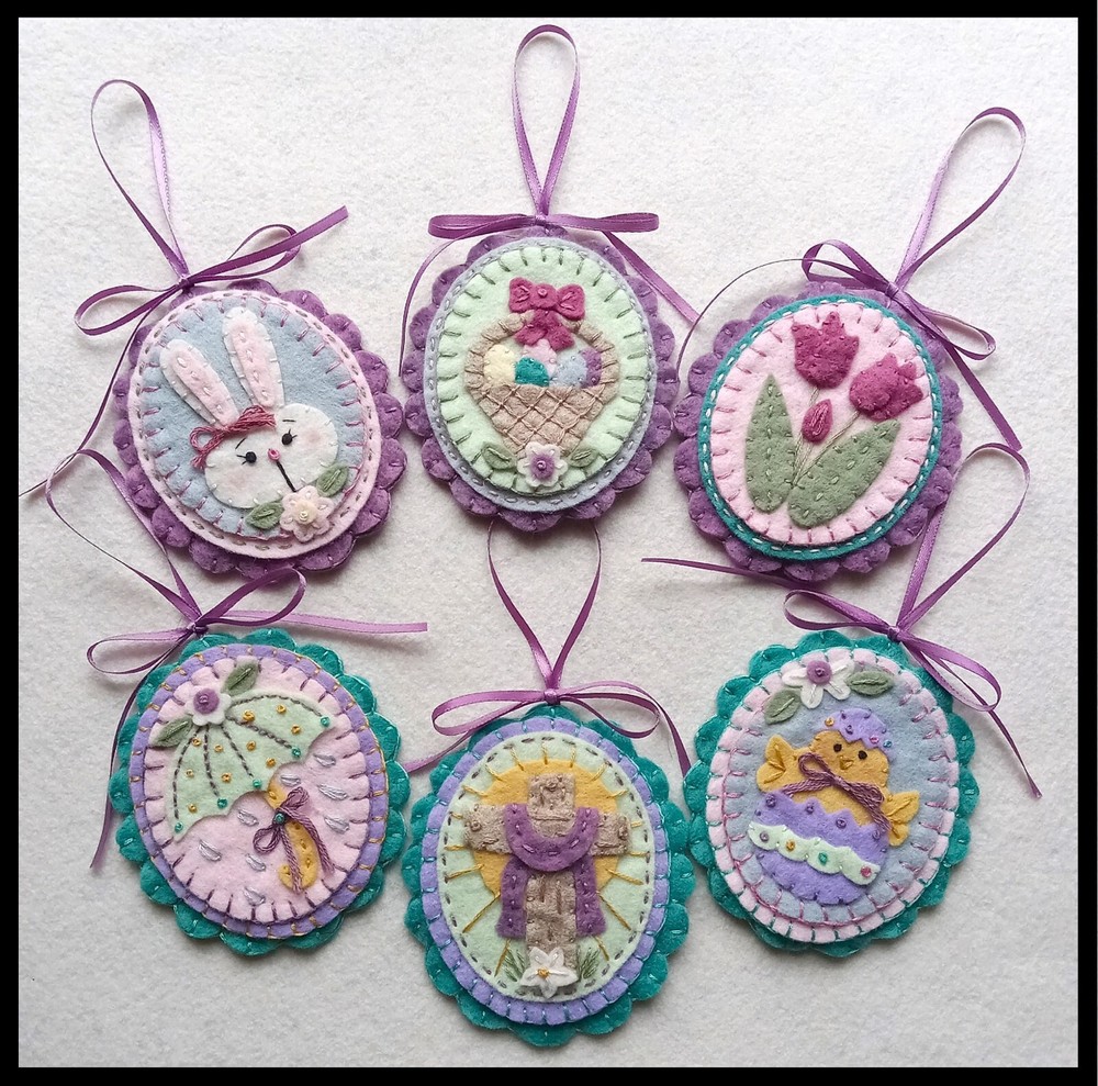 PATTERN!~*HAPPY EASTER*~Easter/Spring  Ornaments~wool applique PATTERN!