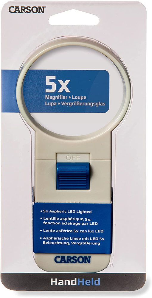 Illuminated LED Lighted 5X Hand Held 2.5'' Aspheric Magnifier (Sv-50),White