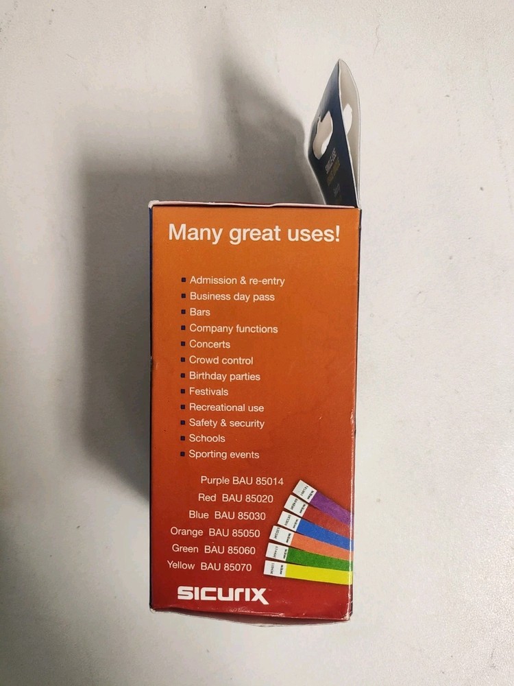 4 Boxes Sicurix Security Wristbands 100 Red Bands Per Box Sequentially Numbered