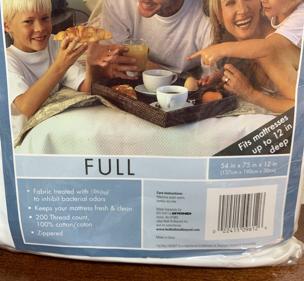 New Bed Bath Beyond Antimicrobial Mattress Protector Full 200 Thread Count