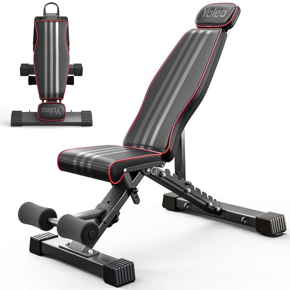 Adjustable Weight Bench, 660LB Foldable Workout Bench with Extended Head/Neck...