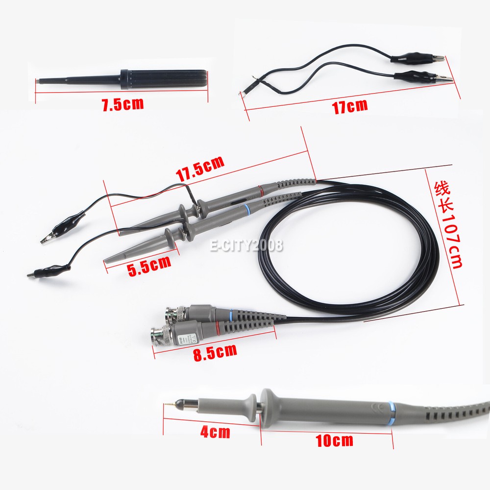 2PCS Oscilloscope Probe Scope Clip Test Cable Lead Kit 1X/10X Switchable 100MHz