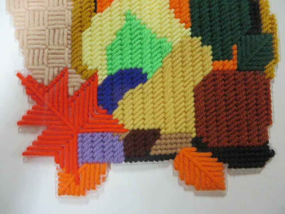 Plastic Canvas THANKSGIVING Completed Project Needlework 12" x 8" CORNUCOPIA