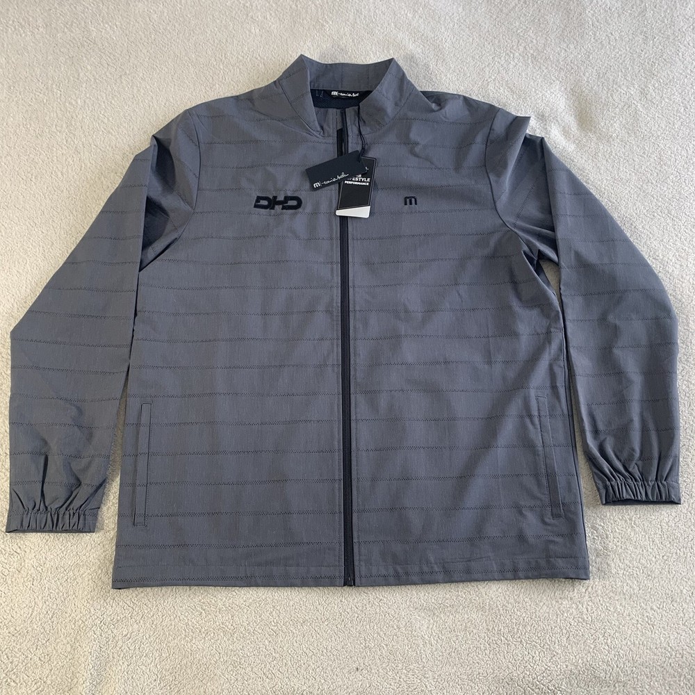 TRAVIS MATHEW Gray Mesh Lined Full Zip Performance Golf Jacket SZ XL Logo