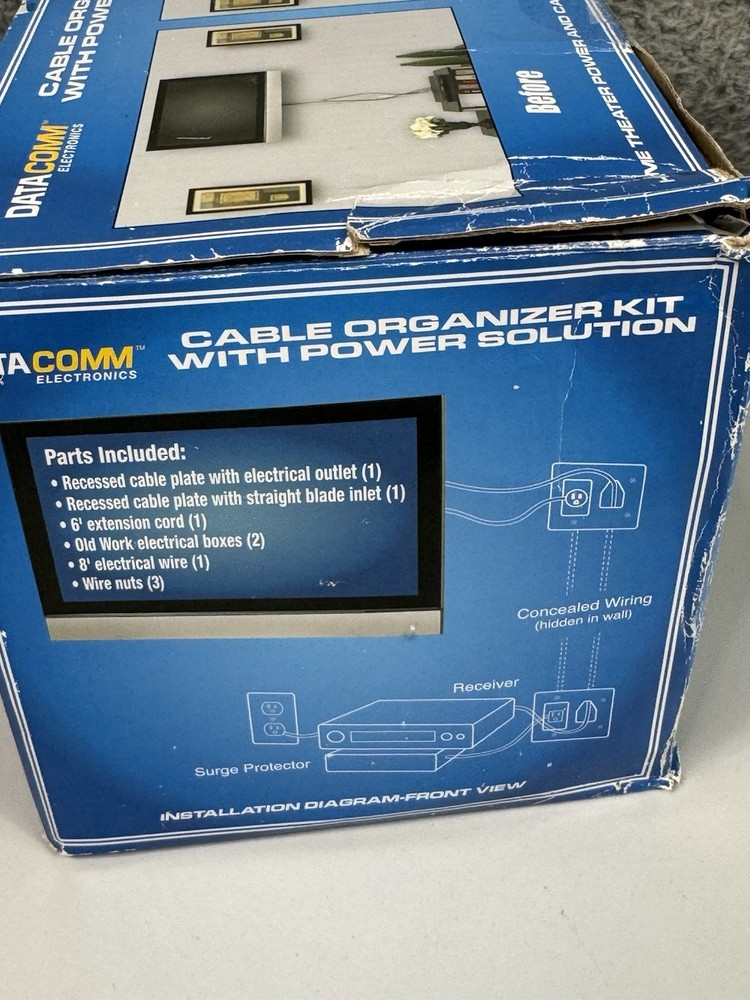 DataComm Cable Organizer Kit With Power Solution (50-3323-WH-KIT) New