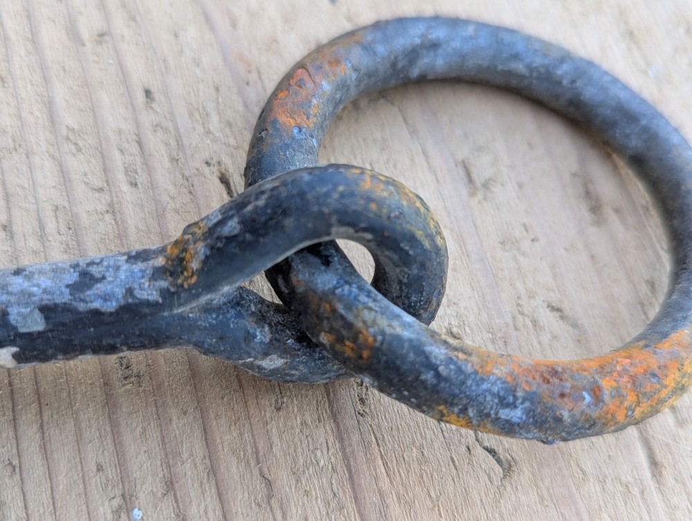 Vintage Iron Tethering Ring~Beam Hook~On Threaded Pin~Doorstop~