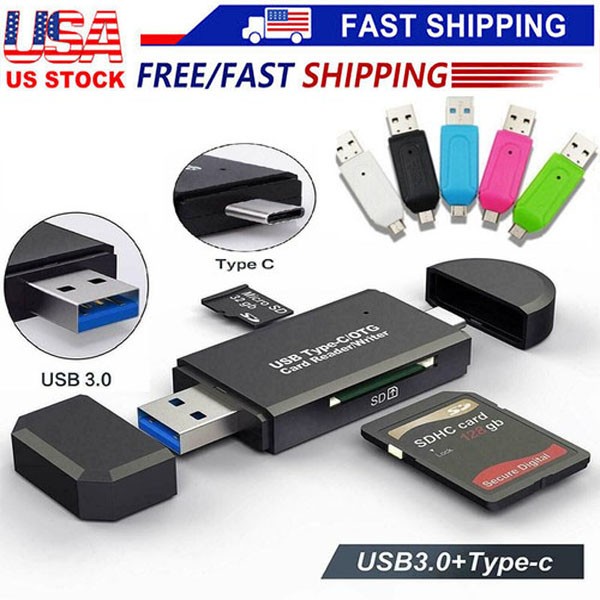 Card Reader USB 3.0 Type C Micro SD TF OTG Smart Memory Adapter Laptop Computer