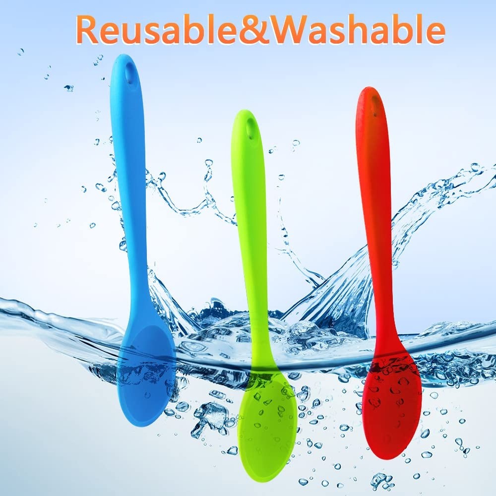 6 Pack 10.8'' Large Silicone Spoons, Heat Resistant Silicone Basting Spoons, ...