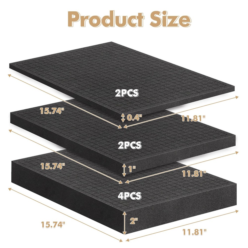 8 Pcs Pick and Pluck Foam Sheets - 3 Sizes, Pre-Cubed, Polyethylene for Craft...