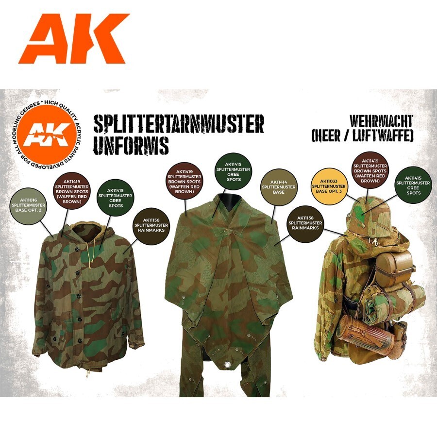 AK Interactive: German Splittertarnmuster Splinter Uniforms Paint Set - AK11624
