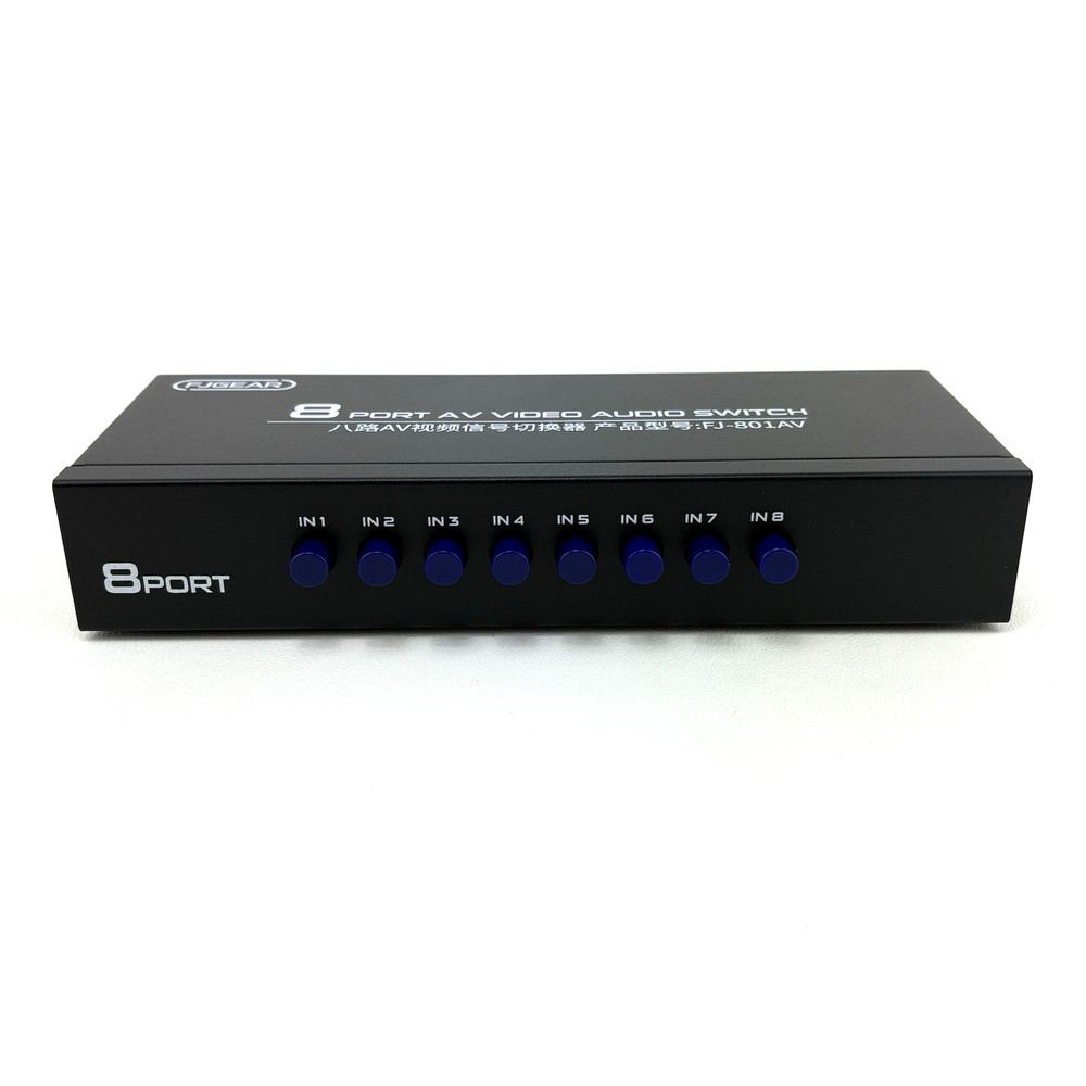 AV Switcher Box Composite Selector 8 Port RCA Audio Video 8 Way