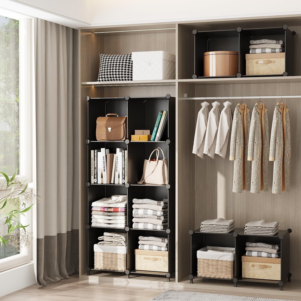 Cube Storage Organizer, 16 Cube Closet Organizer, Stackable Storage Cube Shel...