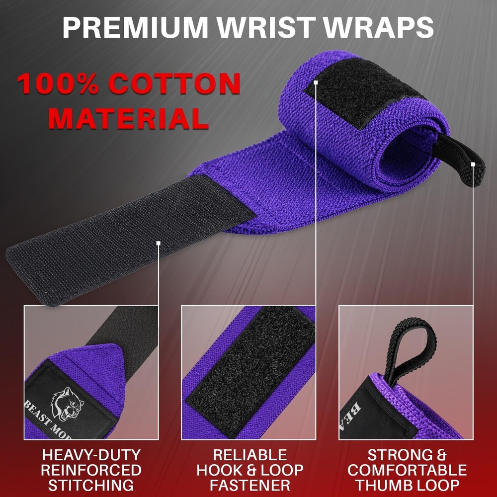 Weightlifting Wrist Wraps with Thumb Loop 18" HeavyDuty Support for