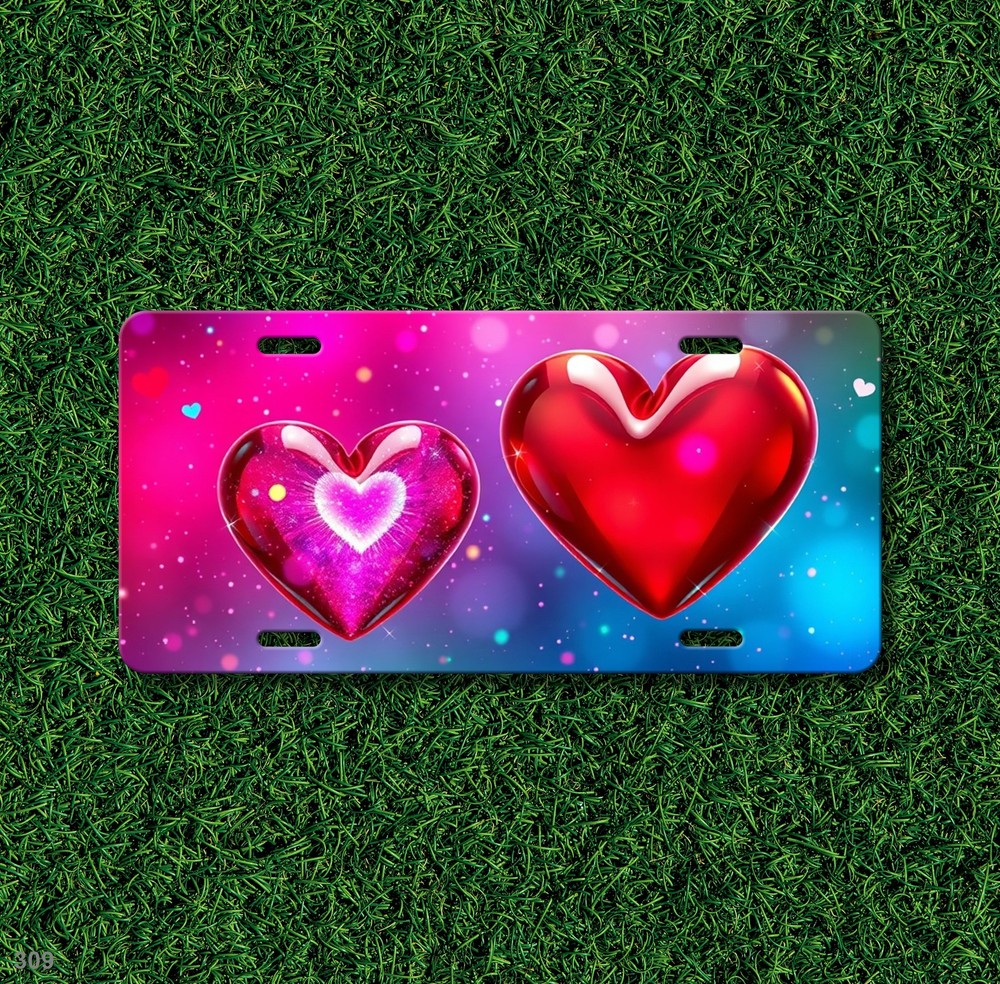 Bold Hearts License Plate Your Text Front Bumper Plate Everyday Gift
