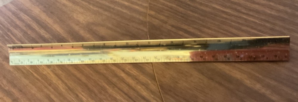 Vintage Triangular Architect Drafting Scales 3 Sided Ruler Metal Brass NOS