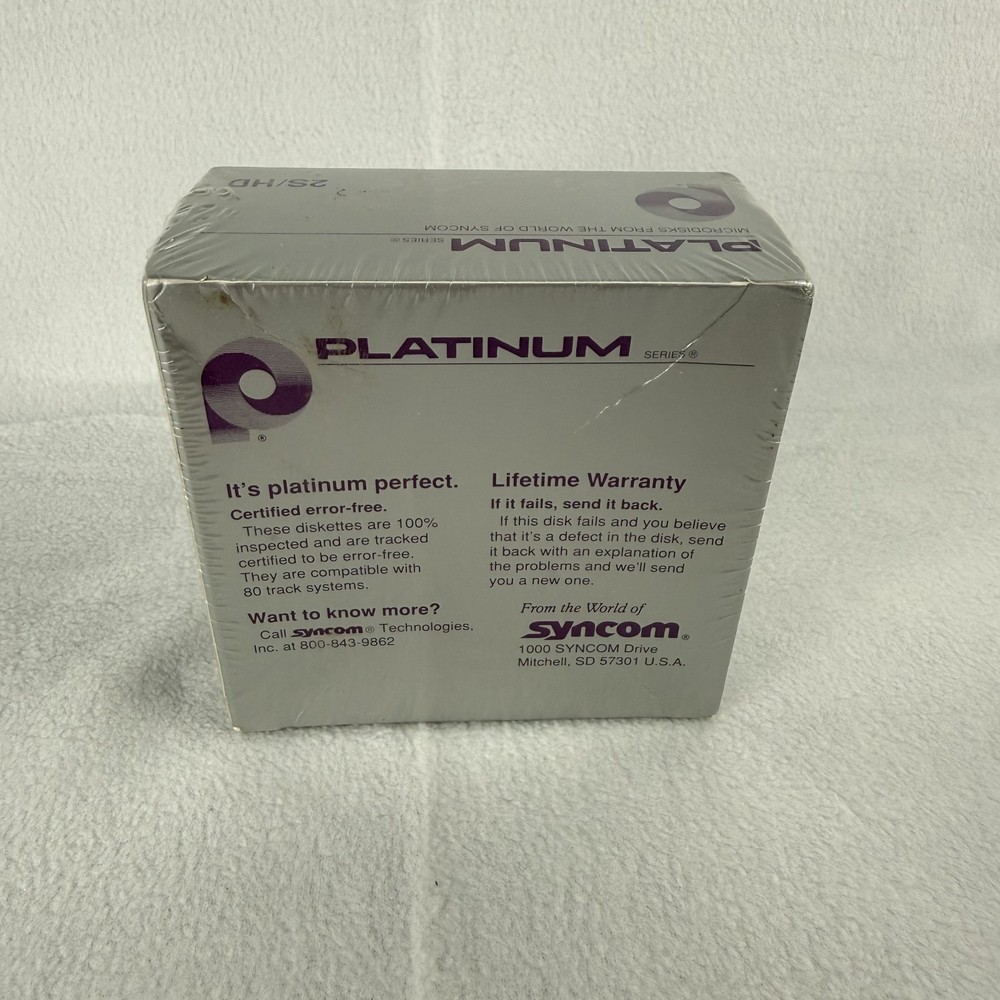 Syncom Platinum Microdisks, Double Sided, 3.5", 10 Pack, Sealed