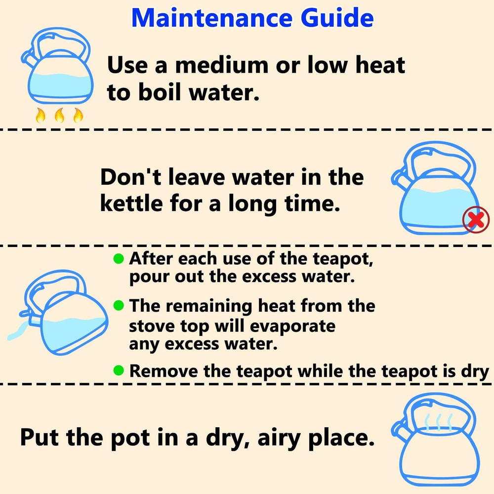 Tea Kettle 3.2 Qt Black Stainless Steel Whistling Wood Pattern Handle