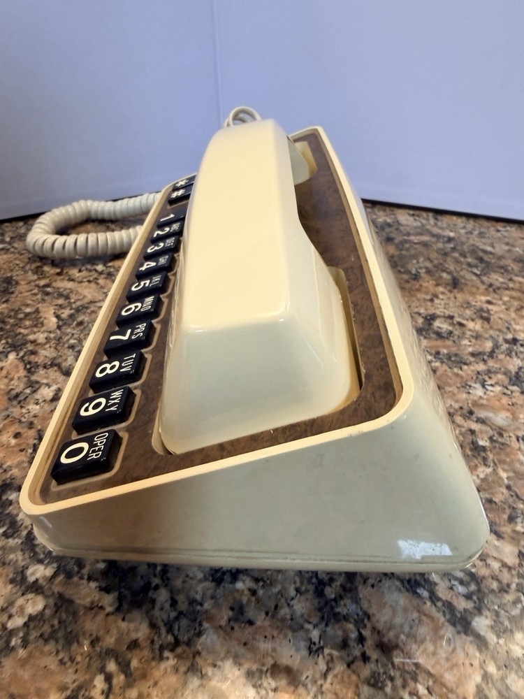 GTE Linear Desk Telephone Tan/Brown Touch Call Push button Retro