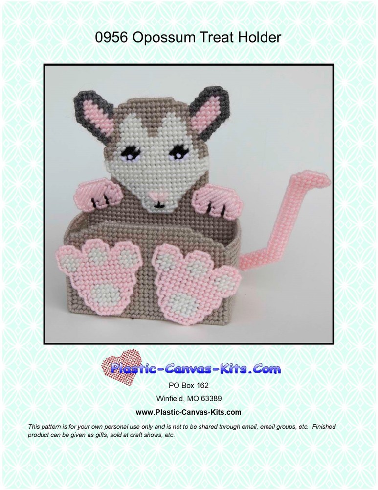 Opossum Treat Holder- Plastic Canvas Pattern or Kit