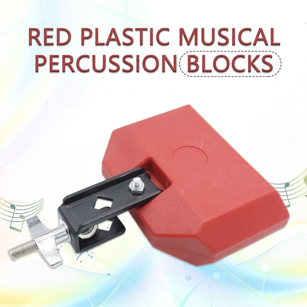 5" Red Jam Block with Adjustable Mounting Bracket, Plastic Percussion Instrument
