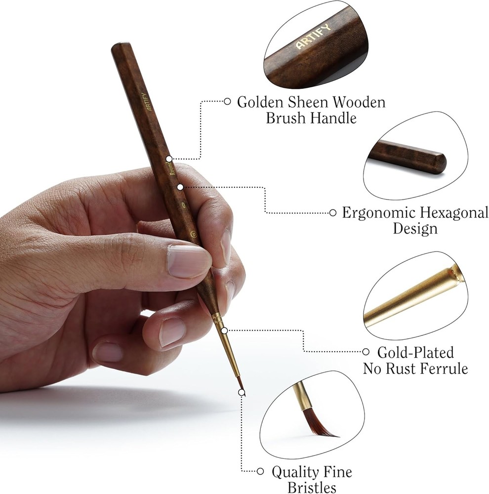 Artify 12/10Pcs Fine Detail Brushes with Multiple Same Sizes