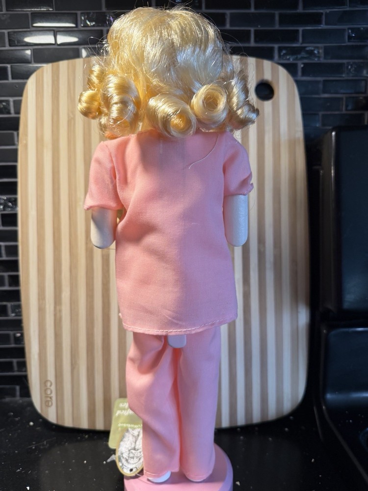 Nutcracker Blonde Nurse RN Pink Scrubs 14 Inch