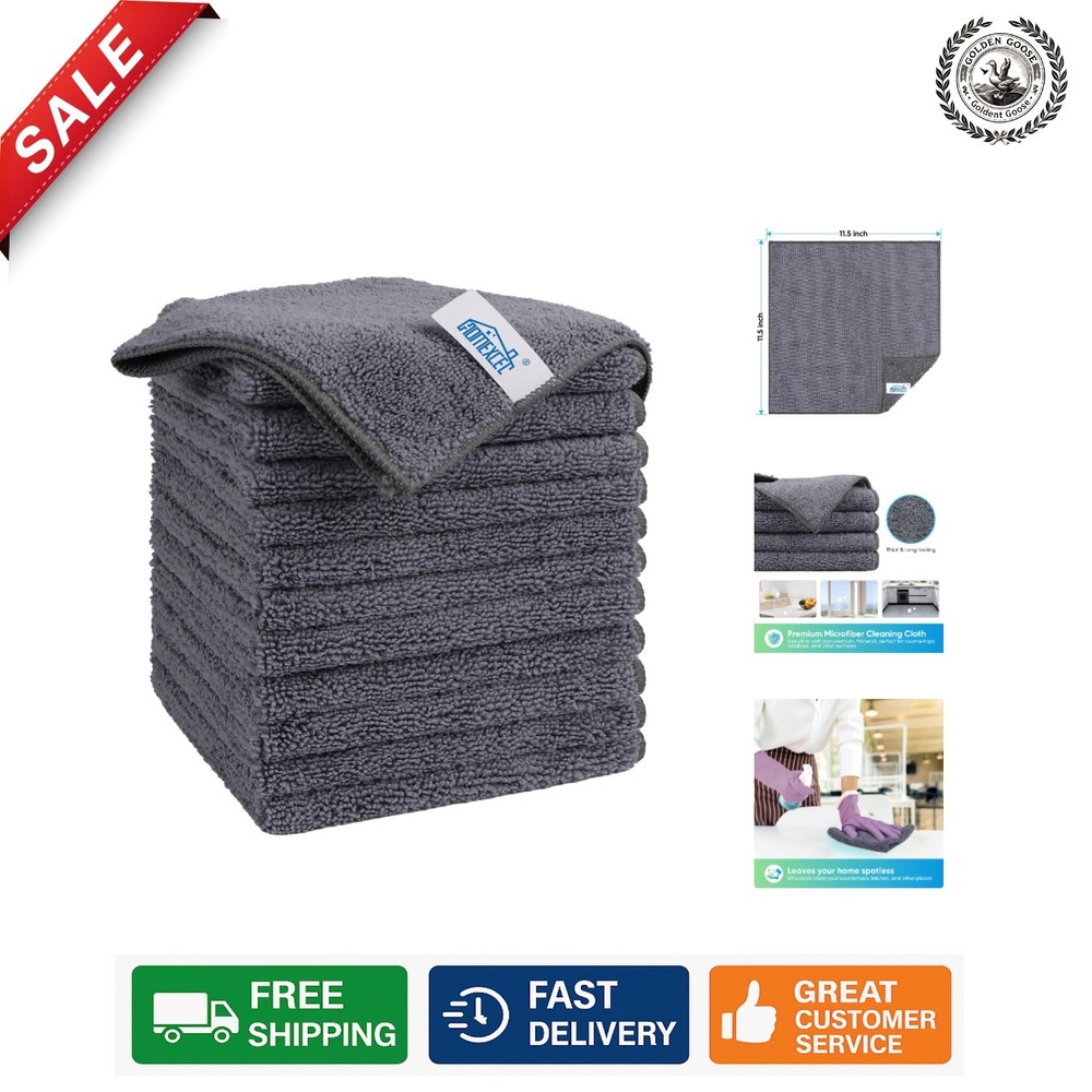 Eco-Friendly 12-Pack Microfiber Cleaning Cloths - Safe, Scratch-Free & Absorbent