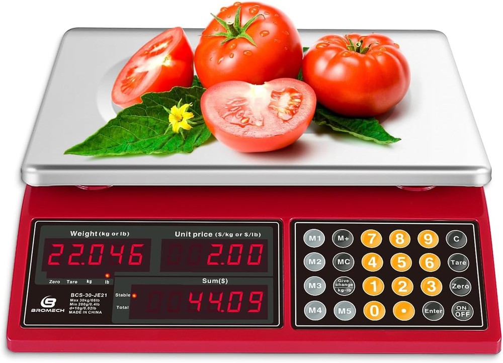 66lb/30kg Digital Commercial Kitchen Scale with Price Calculation Function -