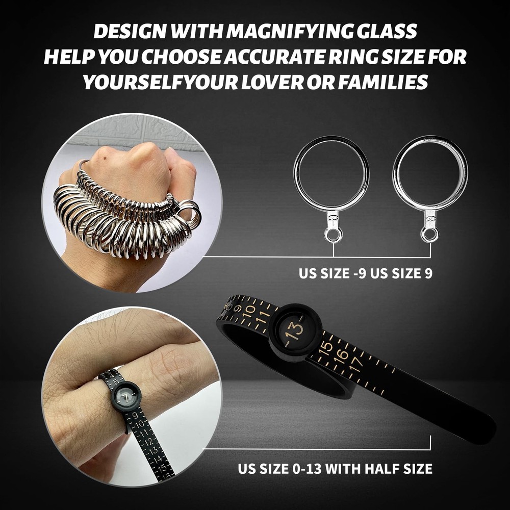 Ring Sizer Mandrel Measuring Tool Sizing Gauge Sizers metallic color