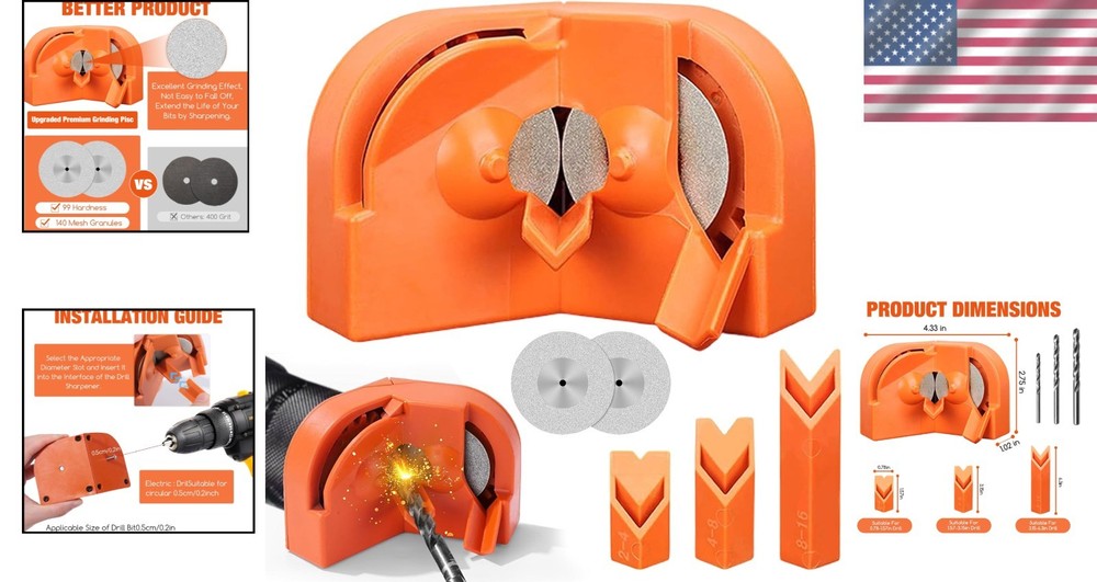 Multipurpose Drill Bit Sharpener: Compact Design for All Types of Drill Bits